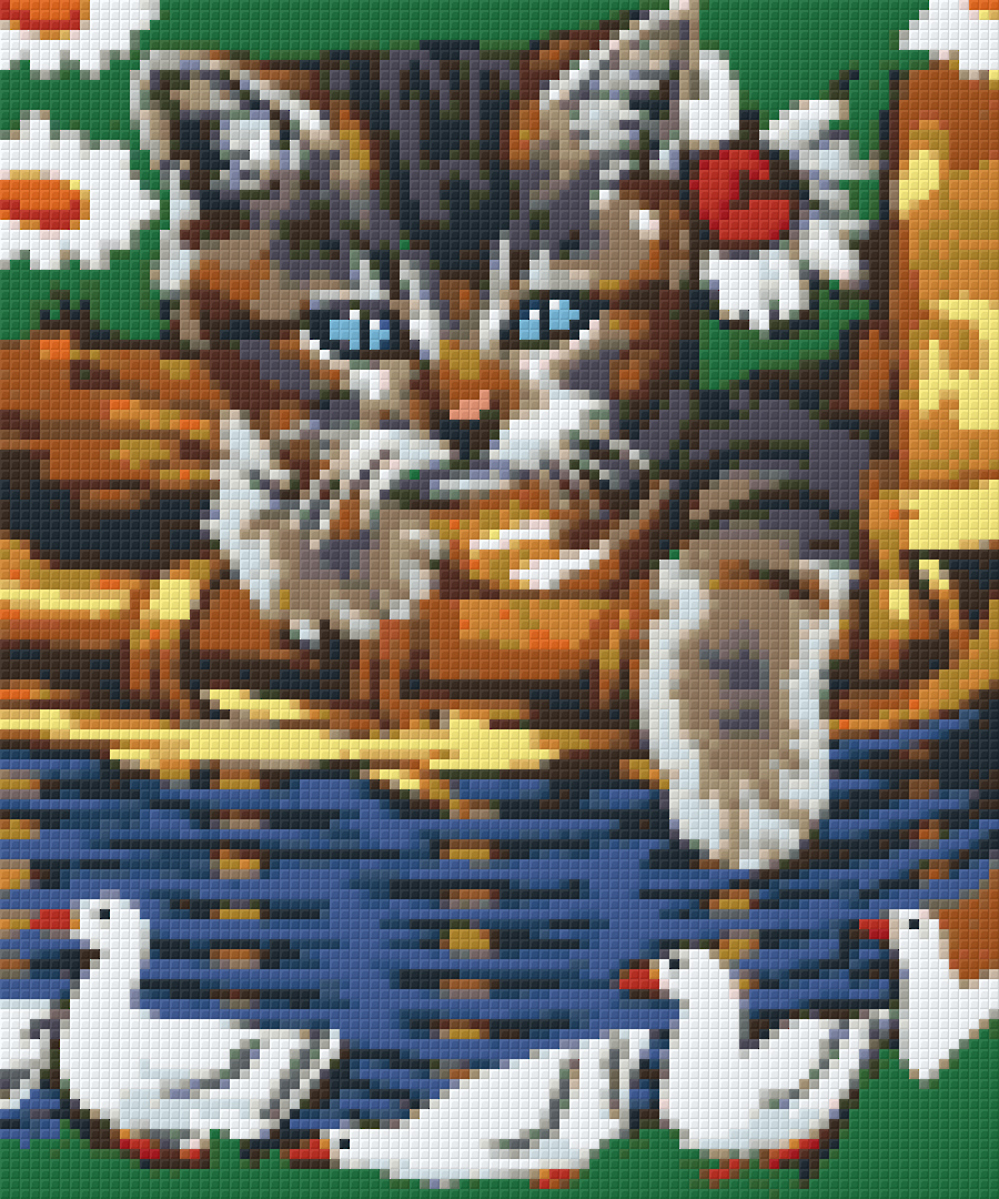 Cat & Geese Six [6] Baseplate PixelHobby Mini-mosaic Art Kits image 0